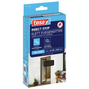 tesa® Insect Stop Klett Fliegengitter für Türen, anthrazit, in Verpackung.