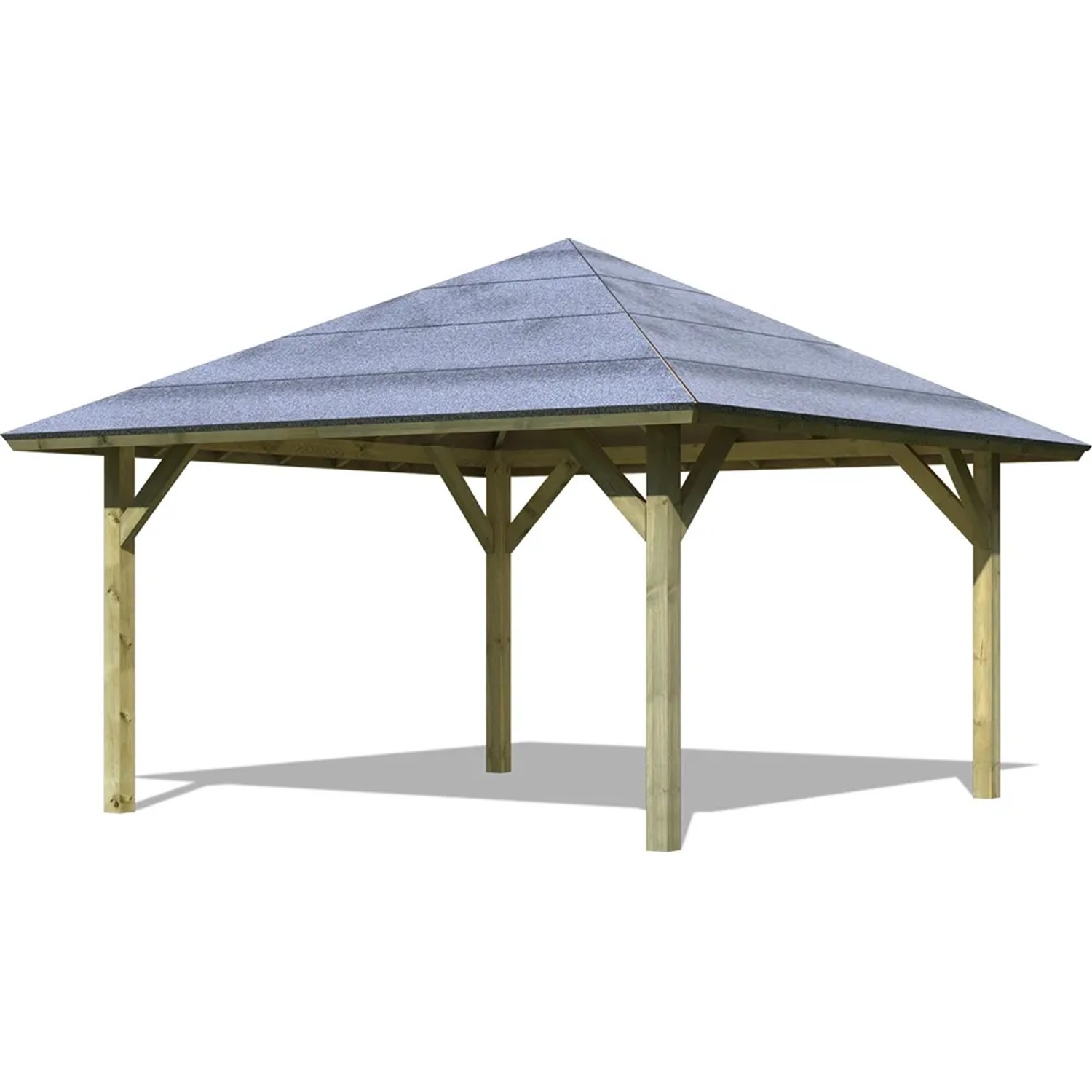 Karibu Pavillon Hedmark 1 aus kesseldruckimprägniertem Holz mit Dach.