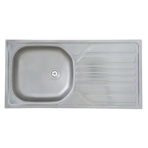 Edelstahl Einbauspüle für Respekta Küchenzeile, Abtropffläche rechts.