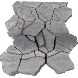 Premac Pflaster Poligono in Grau-Anthrazit mit Natursteinoptik und unregelmäßiger Form.