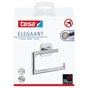Tesa Elegaant Toilettenpapierhalter Chrom, zur Wandmontage ohne Bohren.