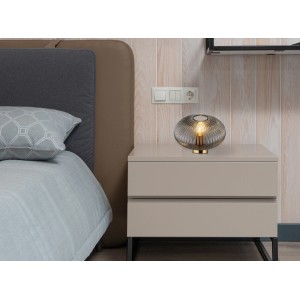 Globo Design-Tischlampe Normy, rauchfarbenes Glas, 30 cm Durchmesser. Dekorative Leuchte für Wohnräume.