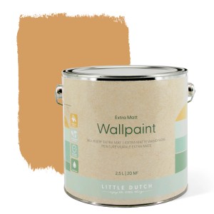 Little Dutch Wandfarbe Pure Ochre, ockergelb, extra matt, 2,5 l Dose mit Farbfleck.