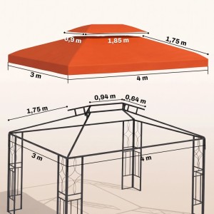 Outsunny Ersatz-Vordach 180g/m² Polyeser Rostrot 3 x 4 m