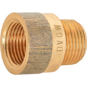 Hahnverlängerung aus Rotguss, 15 mm, mit Innen- und Außengewinde für Gewindefittings.