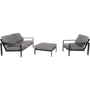 Home Deluxe Lounge-Set Rio M 3-teilig Aluminium Schwarz-Hellgrau
