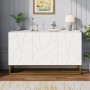 okwish Sideboard mit 4 Fächern Stauraum Esszimmer 130x38x76cm Weiß_3