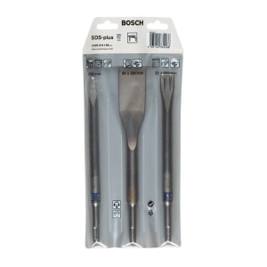 Bosch Meißel-Set SDS plus, 3-teilig: Flach-, Spitz- und Fliesenmeißel im Set.