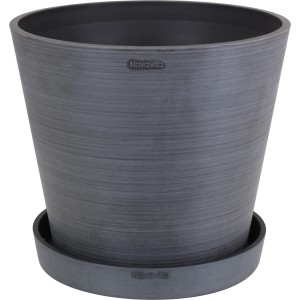 Anthrazitfarbener, konischer A.H.G. Untersetzer Leonardo, 9,5 cm, für Innen- und Außenbereich.