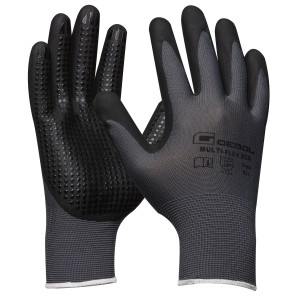 Gebol Arbeitshandschuhe Multi Flex Eco Gr. 9, schwarz, mit Noppen für optimalen Grip.