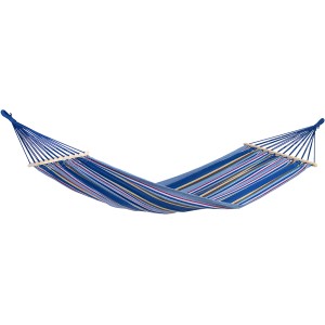 Stabhängematte Tonga Ocean, 200x100 cm, blau gestreift, für entspannte Stunden im Garten.