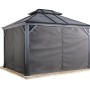 Sojag Vorhang Set Dunkelgrau für Mykonos Pavillon, Komplettansicht mit geschlossenen Vorhängen.