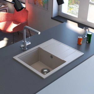 Miló Einbauspüle Luxuria 65 Sand aus Granitverbundstoff, eckige Form.
