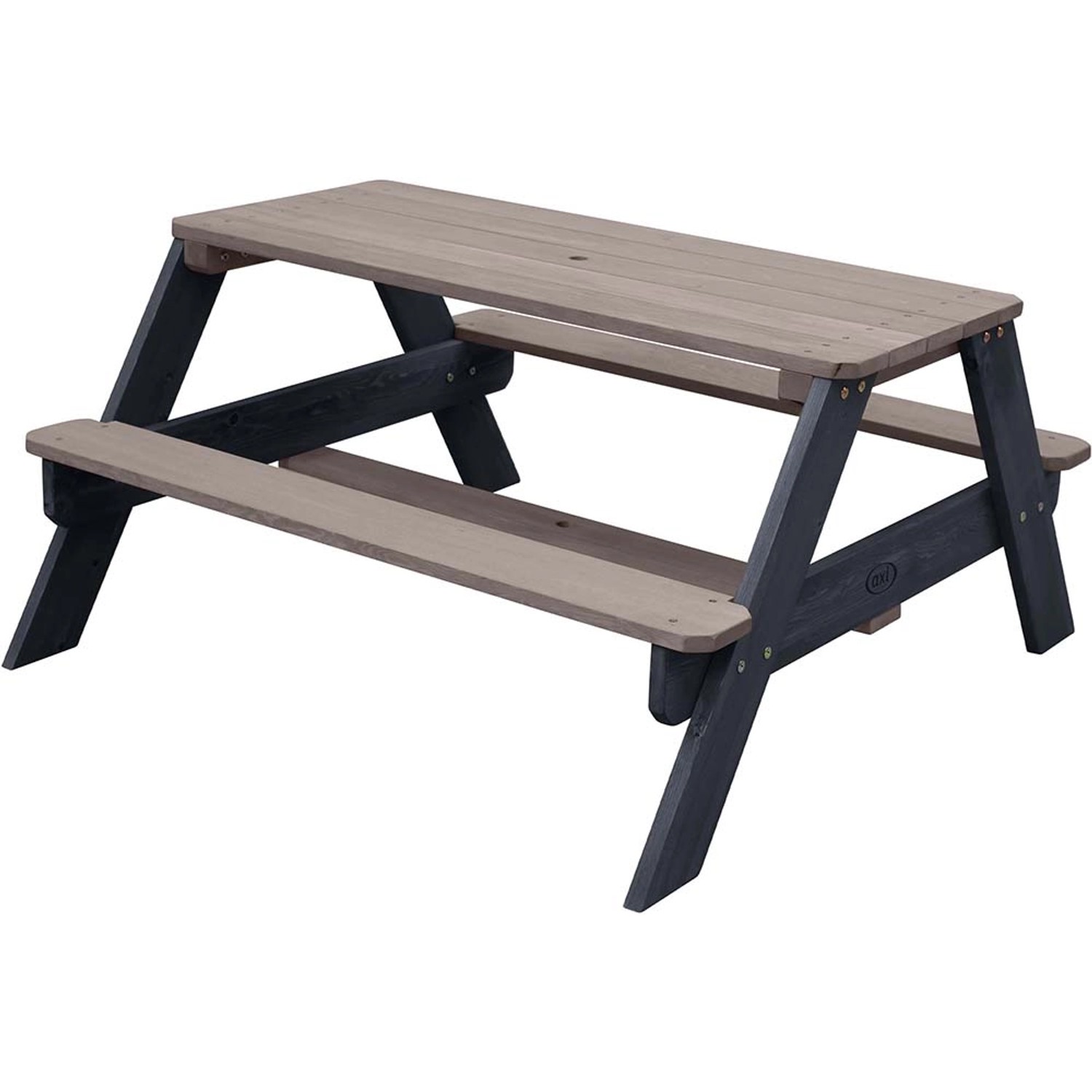 Axi Nick Picknicktisch, anthrazit-grau, aus Holz. Ideal zum Spielen und Essen im Garten.