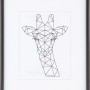 Schwarzer Kunststoff Bilderrahmen (24x30 cm) mit Passepartout und geometrischer Giraffe.