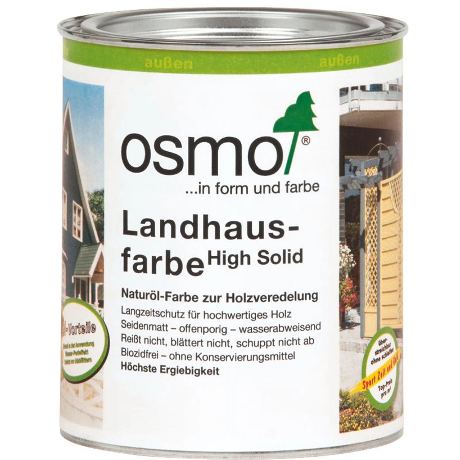 Dose Osmo Landhausfarbe Weiss, Wetterschutzfarbe für Holzfassaden und Gartenmöbel.