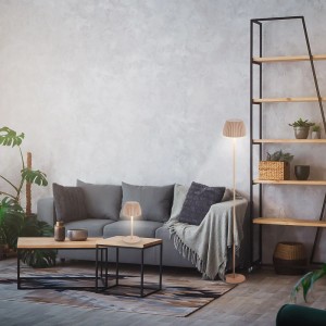 Brilo Akku-Stehleuchte Riffle Dimmbar Touch Lichtkante Beige