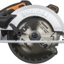 Worx Akku-Handkreissäge WX520.9 20 V, ideal zum Sägen von Holz. Kompaktes Design mit silbernem Sägeblatt.