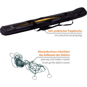 Dobar Agility Slalom Set: Tragetasche mit Stangen, Abstandsschnur für Hundetraining.