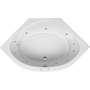 Ottofond Canary Komfort Whirlpool, 150 cm, weiße Eckbadewanne mit Massagedüsen.