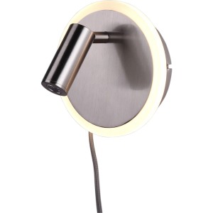 Moderne Trio LED-Wandleuchte Jordan in Nickel matt mit zwei Lichtquellen und Dimmfunktion.