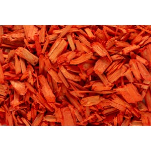 Orange Indoor Decor Schnitzel als Dekormulch für Pflanzgefäße.