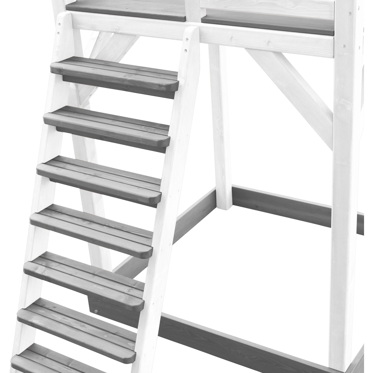 Detailaufnahme: Treppe zum AXI Beach Tower Spielturm aus Holz.