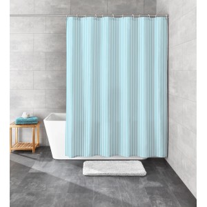 Kleine Wolke Duschvorhang Sanna, 120x200 cm, Opal mit Streifenmuster im Badezimmer.