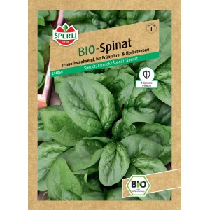 Samenpackung Sperli Bio-Spinat: Raschwüchsige Sorte für Frühjahrs- und Herbstanbau.