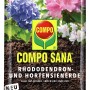 Compo Sana Rhododendronerde, 50L Sack mit Abbildung von Rhododendron, Hortensie, Azalee, Erika und Kamelie.