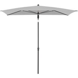 Hellgrauer, rechteckiger Doppler Marktschirm 120x200 cm mit Handöffner.