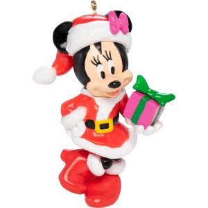 Disney Weihnachtsanhänger: Minnie Maus als 3D Figur mit Geschenk für den Weihnachtsbaum.