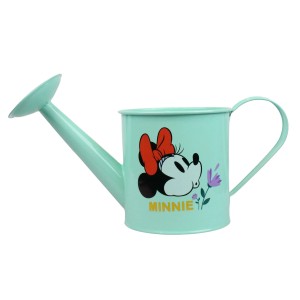 Hellgrüne Disney Gießkanne aus Eisen mit Minnie Maus Motiv, 30 cm hoch.