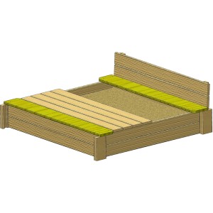 Wendi Toys Sandkasten mit Holzabdeckung und Sitzflächen, aus FSC®-Holz.