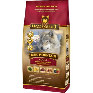 Wolfsblut Blue Mountain Adult Trockenfutter mit Wild & Kartoffel, 500g Packung.