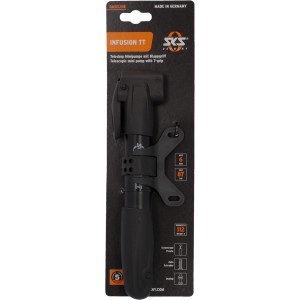 SKS Mini-Pumpe Infusion TT für Fahrradreifen, mit T-Griff und Halterung.