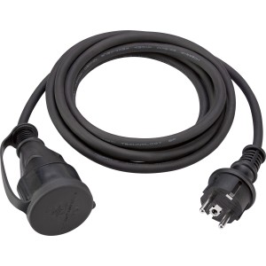 Schwarzes 3 m Verlängerungskabel für Innen- und Außenbereiche.