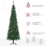 Grüner, schlanker HOMCOM Weihnachtsbaum aus Kunststoff mit Tannenzapfen und stabilem Metallständer, 195 cm hoch.