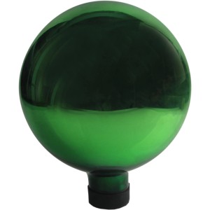 Grüne Rosenkugel, Ø 10 cm, aus Glas für die Gartendekoration.