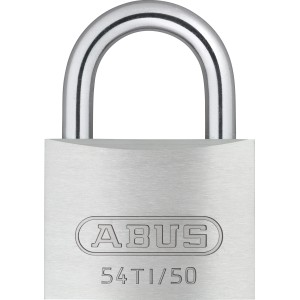Abus Titalium Vorhangschloss 54TI/50, silberfarben, mit gehärtetem Stahlbügel.