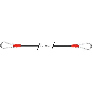 Las Gepäckarm, 100 cm lang, mit Karabinerhaken zur Gepäckfixierung.