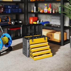 HOMCOM Werkzeugkiste Stahl Kunststoff 49,7L x 25,3B x 40,7H cm Gelb