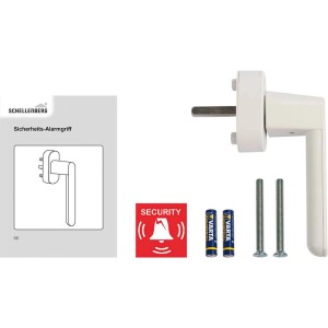 Schellenberg Sicherheits-Alarmgriff, weiß, 37 mm, mit Batterien und Schrauben für Alarmanlagen.