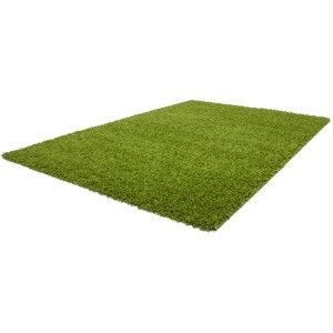 Grüner Hochflorteppich Base, 60x110 cm. Flauschiger Shaggy Teppich für Wohnräume.