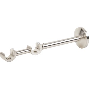 Wandhalterung in Edelstahloptik (50x50x200mm) für Gardinenstangen, 2er-Set.