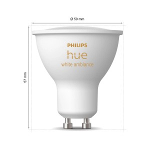 Philips Hue GU10 LED-Spot, 4,2W, Weißtöne, 5,7x5cm. Smarte Lampe für Ihr Zuhause.
