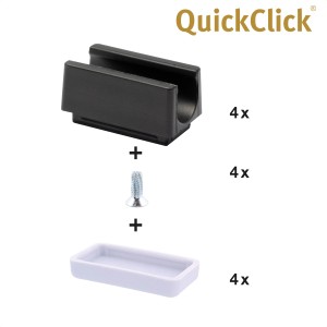 Wagner QuickClick String Hyper Gleiter-Set, 4-teilig, für Rohre Ø 12 mm, grau, bestehend aus Basis, Schraube und Gleitfläche.