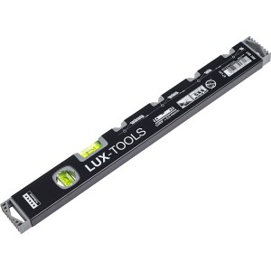 LUX Elektriker-Wasserwaage Professional, 43 cm, mit 2 Libellen und Bohrschablonen.
