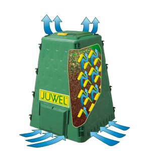Juwel Thermokomposter Aeroquick 420 l, grüner Kompostbehälter mit Belüftungssystem.