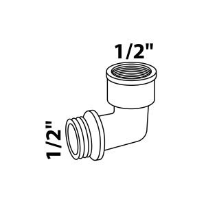 Kirchhoff Winkel 90° aus Messing, 18,7 mm (1/2 IG) x 21 mm (1/2 AG) für Gewindefittings.